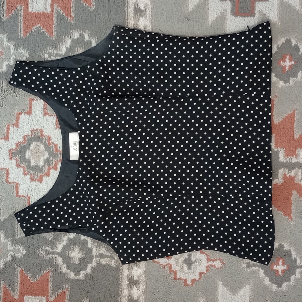 Le Suit Vintage Black and White Polka Dot Tank Top